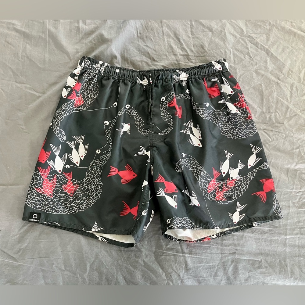 Greenrock Lined Swim Shorts; Handmade in Indonesia; Tear on Pocket-See Photo